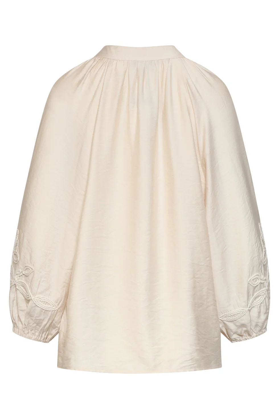 Soepelvallende Blouse Met Geborduurde Mouwen | Off White - Image 7