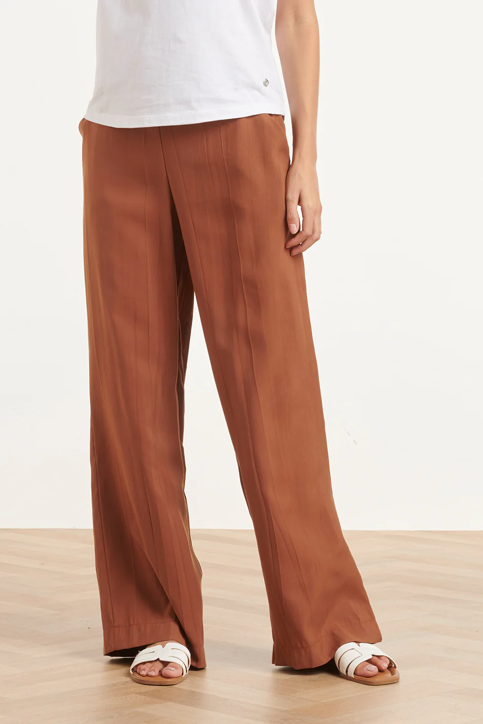 Stijlvolle Wide-Leg Broek Met Gladde Tailleband | Brown - Image 3