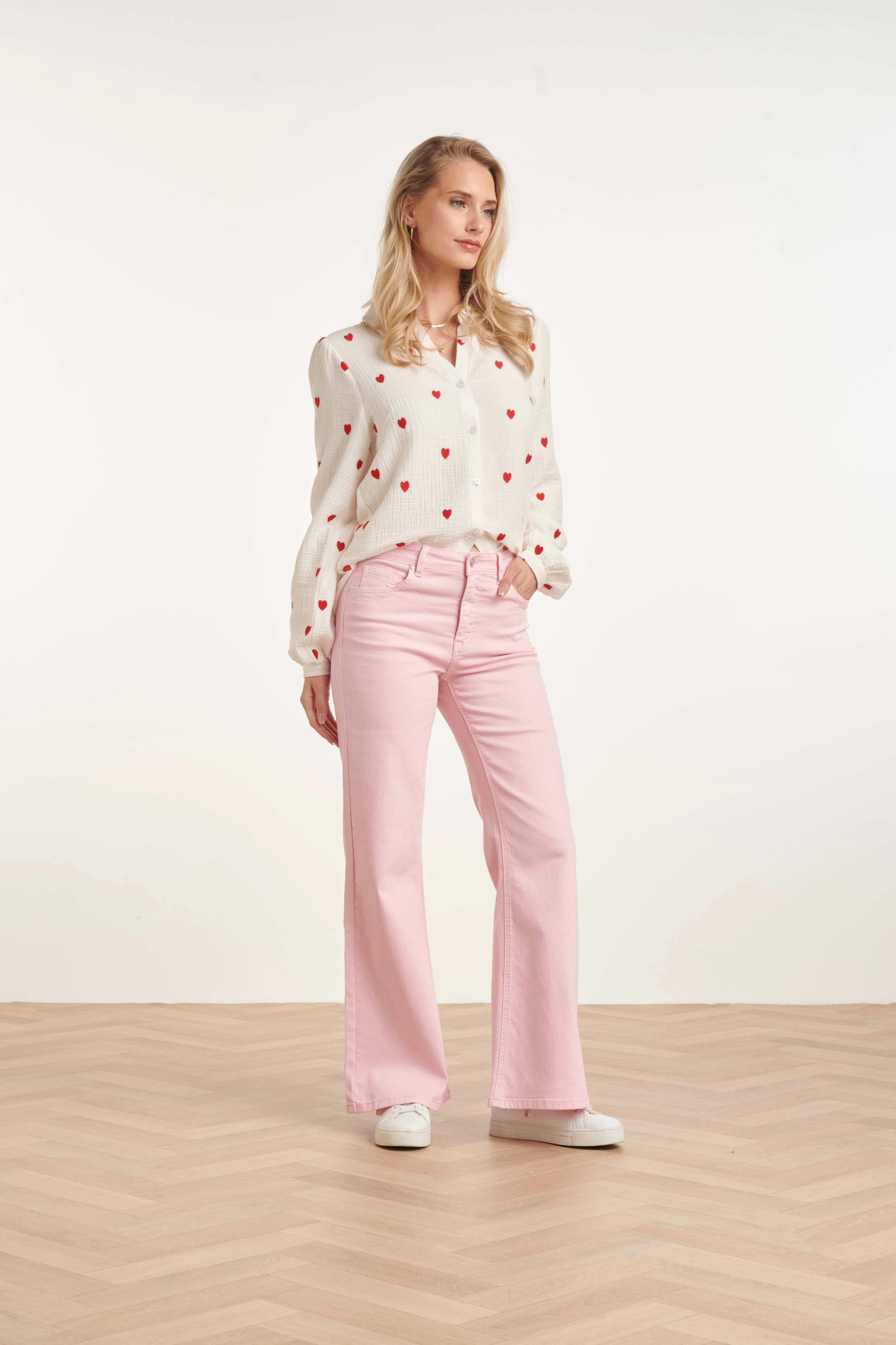 Straight Fit Jeans Met Hoge Taille | Baby Pink - Image 3