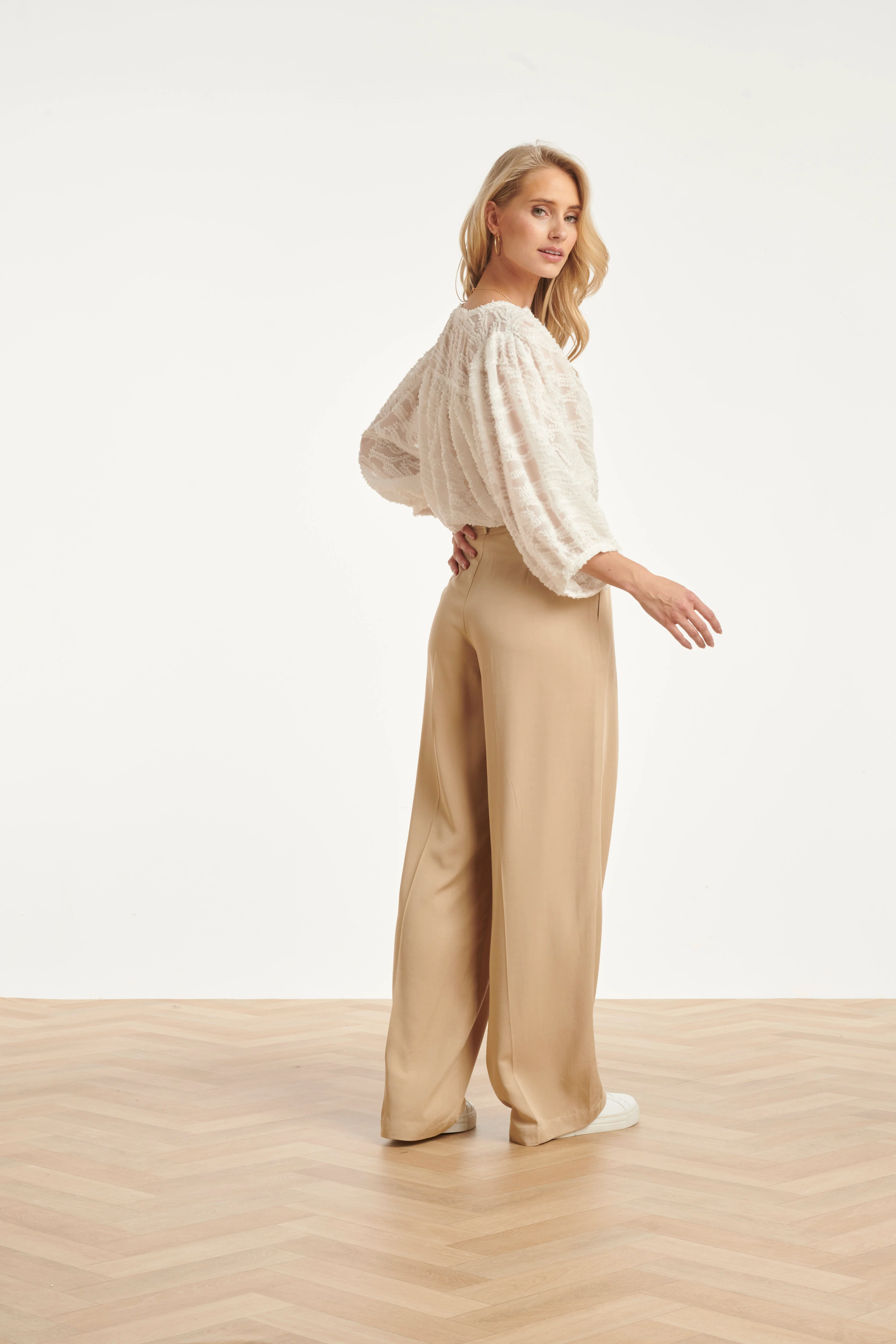 Structuur Blouse Met Knoopsluiting En 3/4 Mouwen | White - Image 10