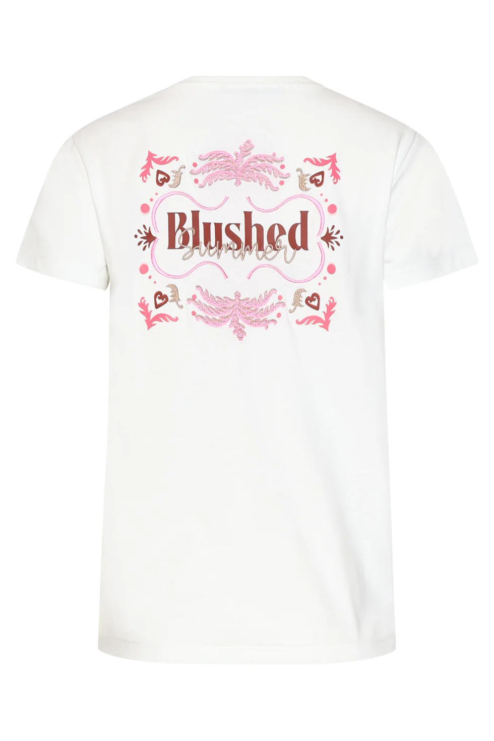 T-Shirt Met 'Blushed Summer' Print En Borduring | White - Muticolour - Image 9