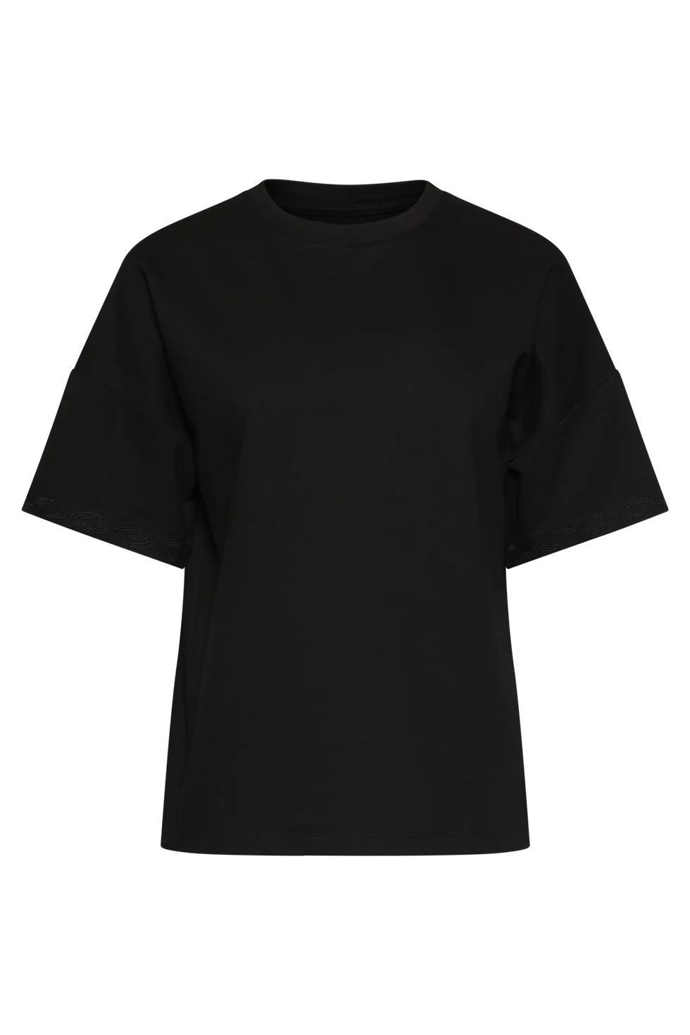 T-Shirt Met Subtiele Mouwafwerking | Black - Image 2