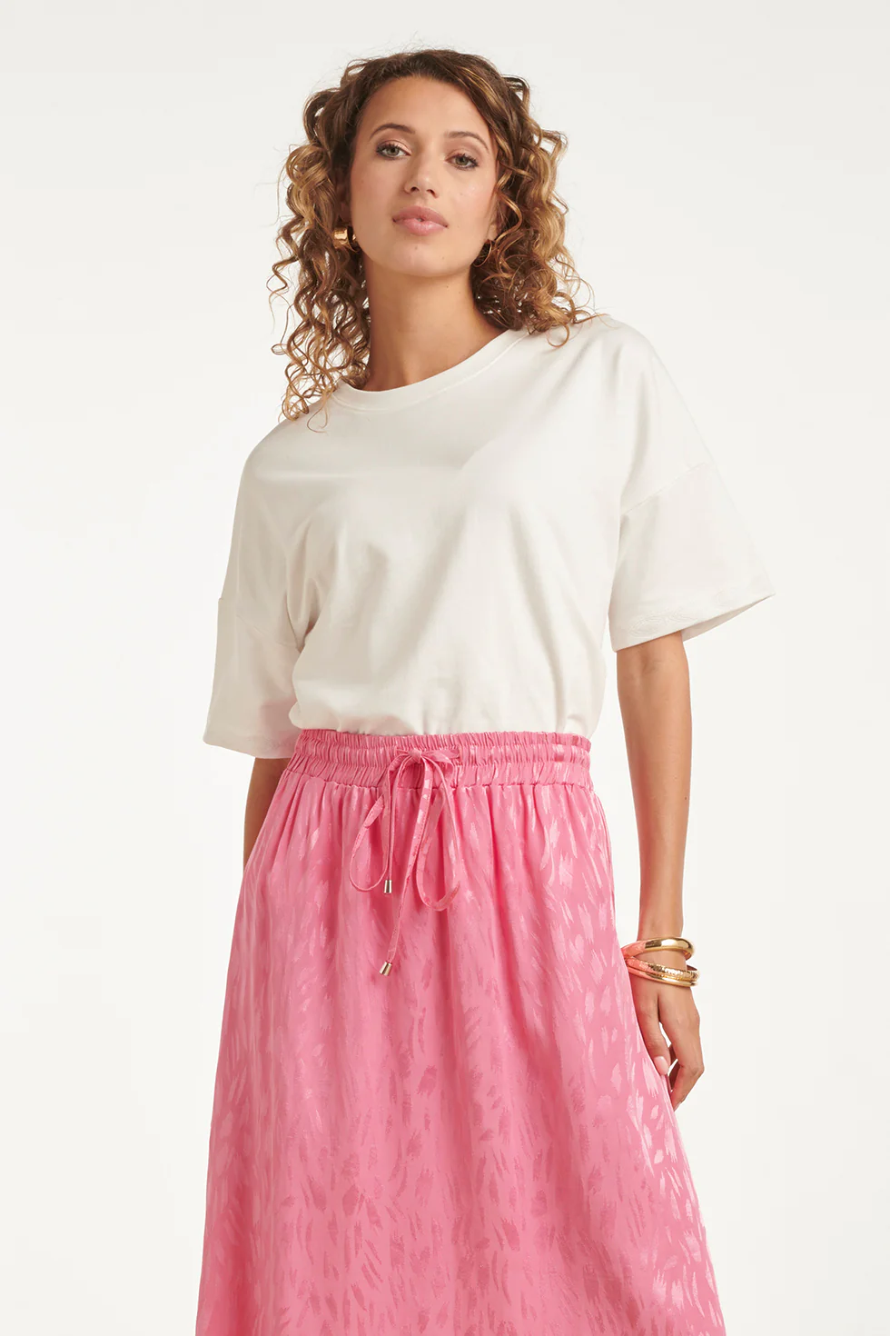 T-Shirt Met Subtiele Mouwafwerking | White