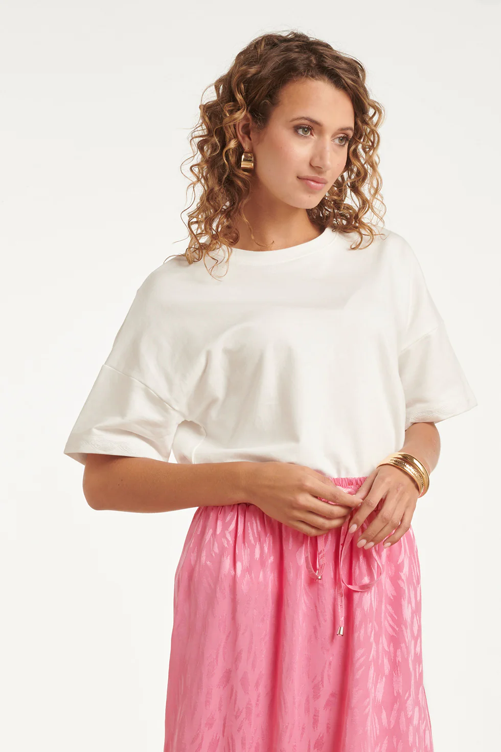 T-Shirt Met Subtiele Mouwafwerking | White - Image 4