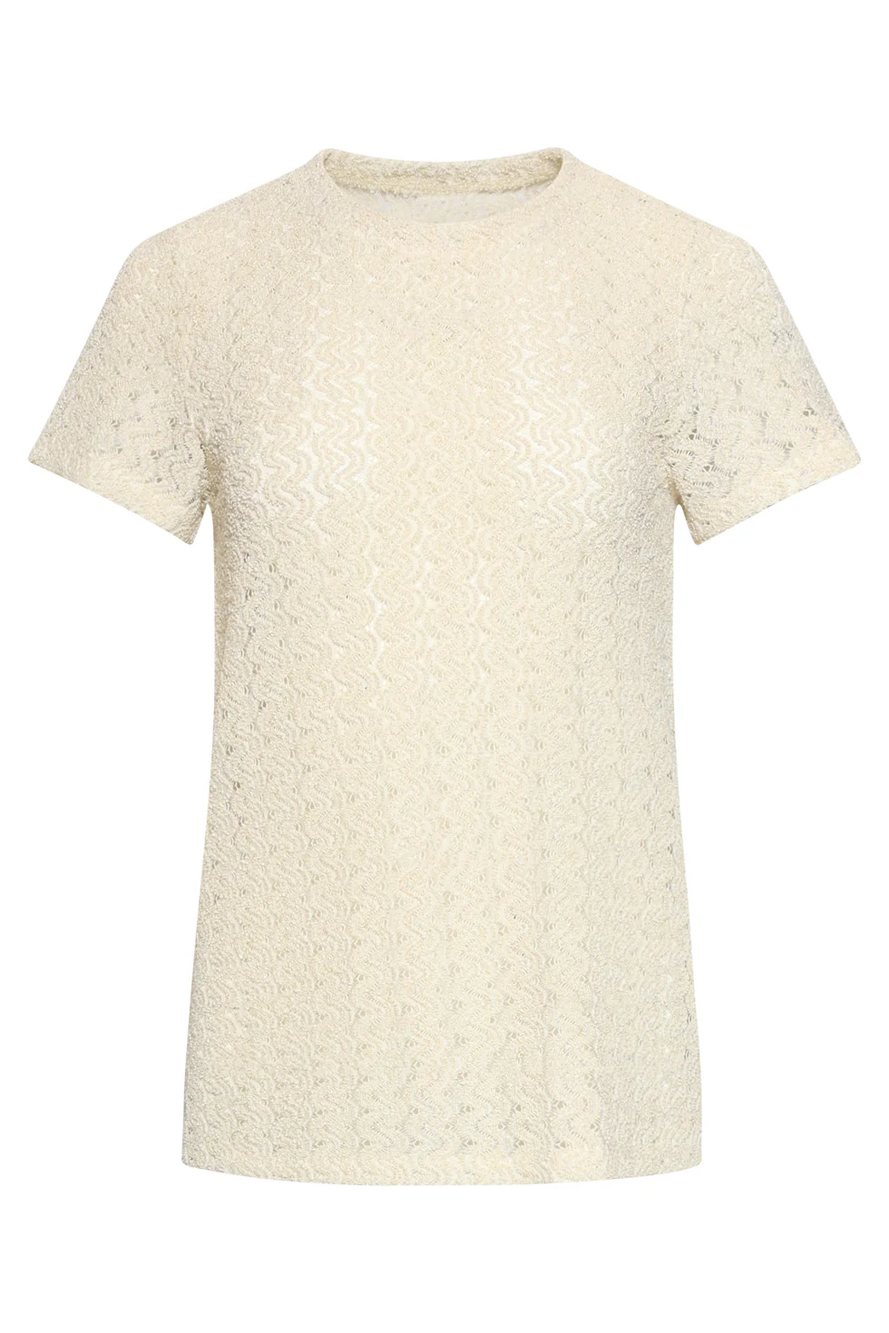 T-Shirt Top Met All-Over Structuur | Off White - Image 2