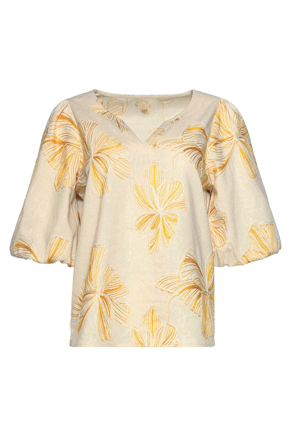 Top Met Geel En Wit Bloemenborduursel | Sand - Yellow - Image 2