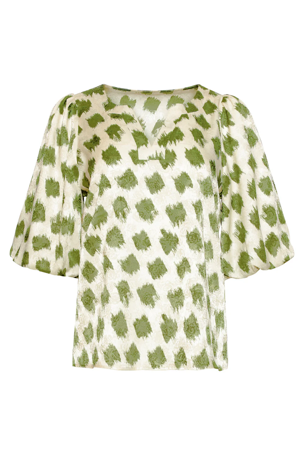 Top Met Groene Abstracte Dieren Print En Wijde Mouwen | Army - Off White - Image 2