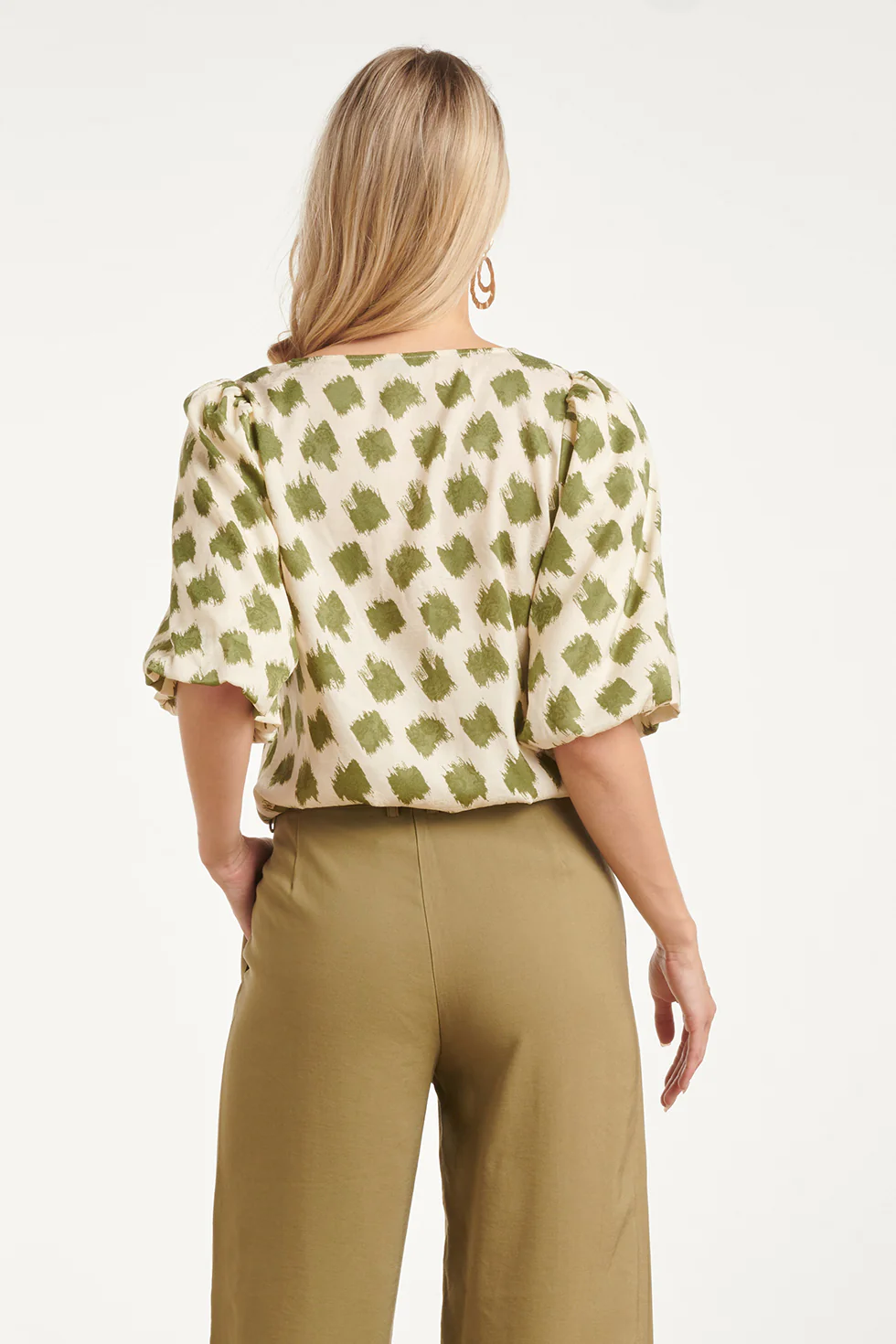 Top Met Groene Abstracte Dieren Print En Wijde Mouwen | Army - Off White - Image 6