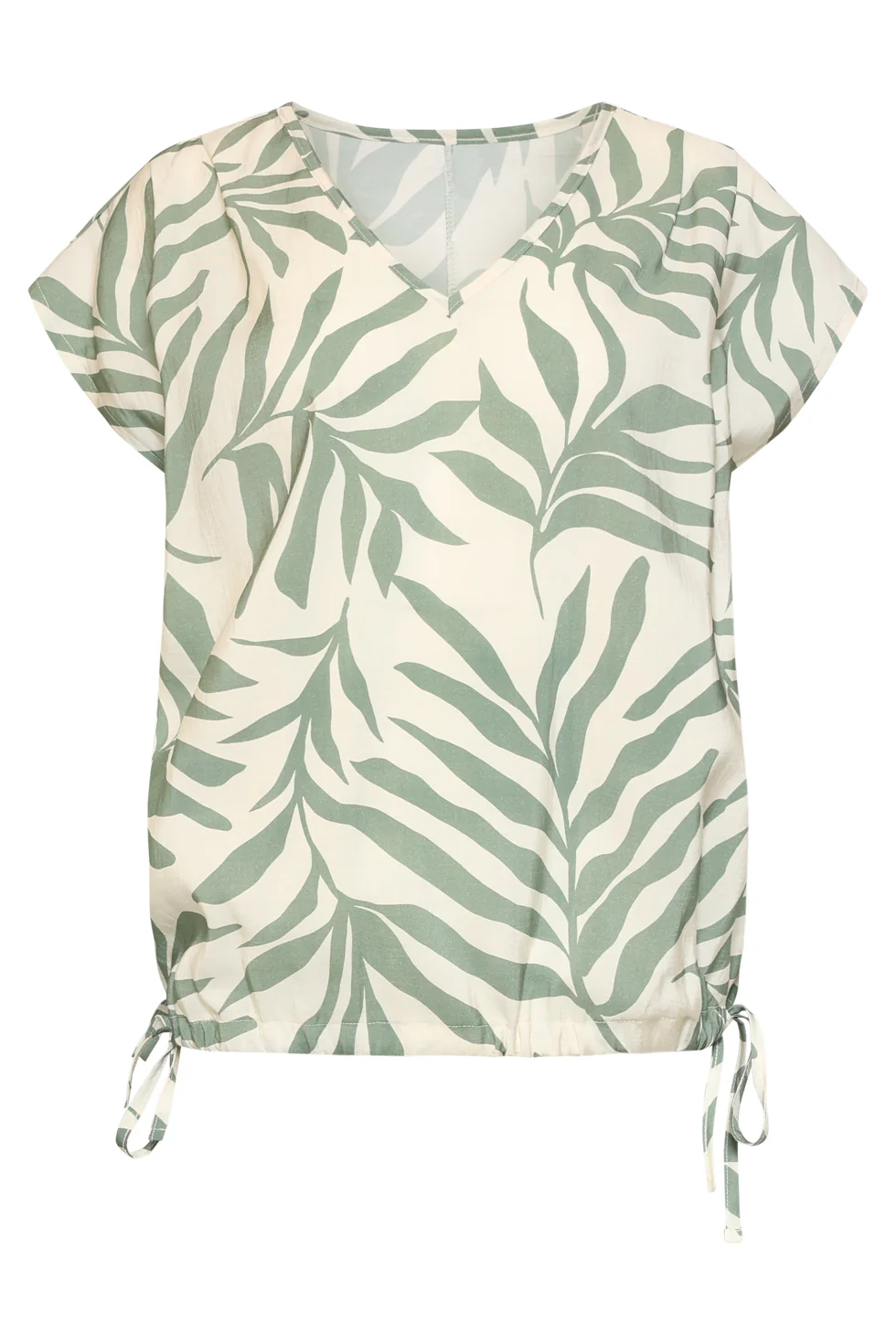 Top Met Groene Bladprint En V-Hals | Jade - Off White - Image 3
