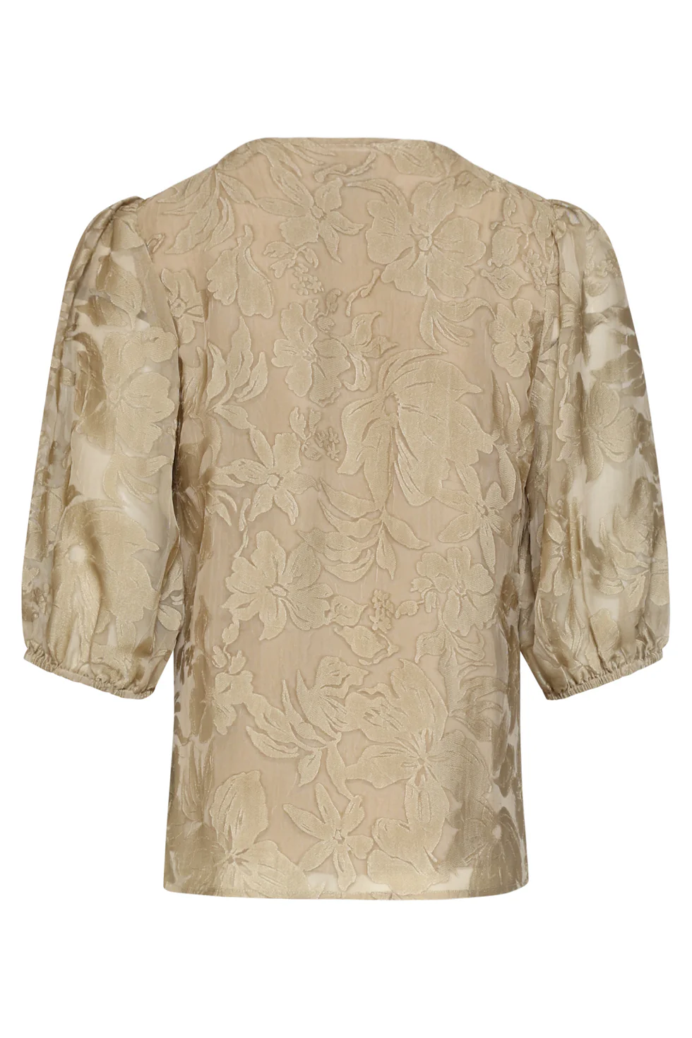 Top Met Jacquard Bloemenprint En V-Hals | Dark Sand - Image 13