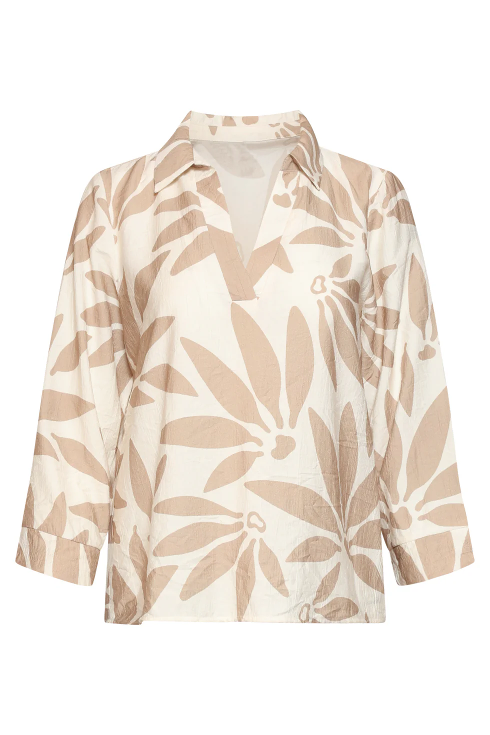Top Met V-Hals En Bloemprint - Beige/Wit | Off White - Dark Sand - Image 2