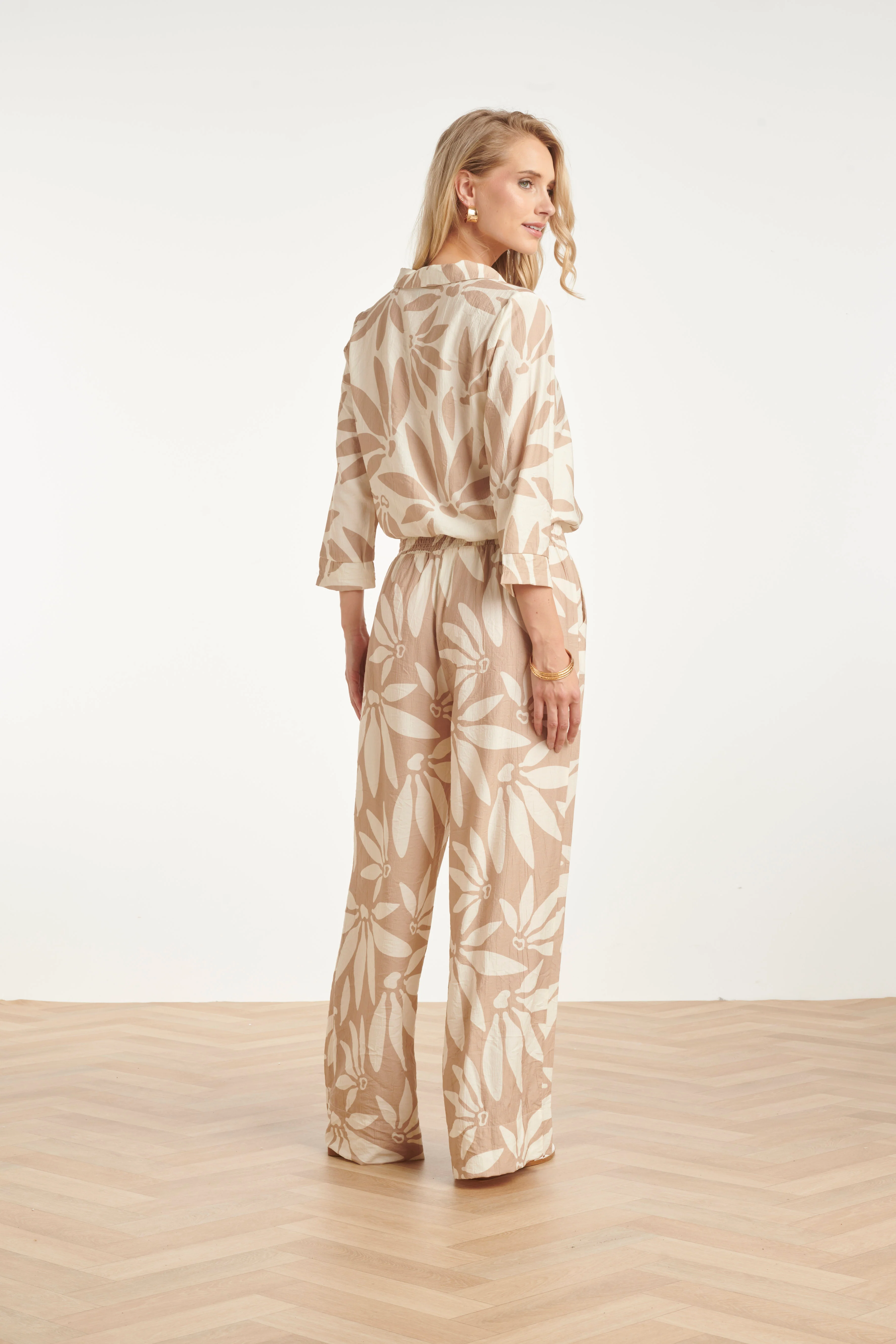 Top Met V-Hals En Bloemprint - Beige/Wit | Off White - Dark Sand - Image 5