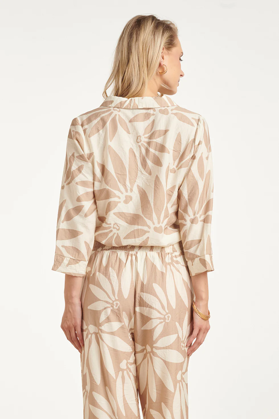 Top Met V-Hals En Bloemprint - Beige/Wit | Off White - Dark Sand - Image 6