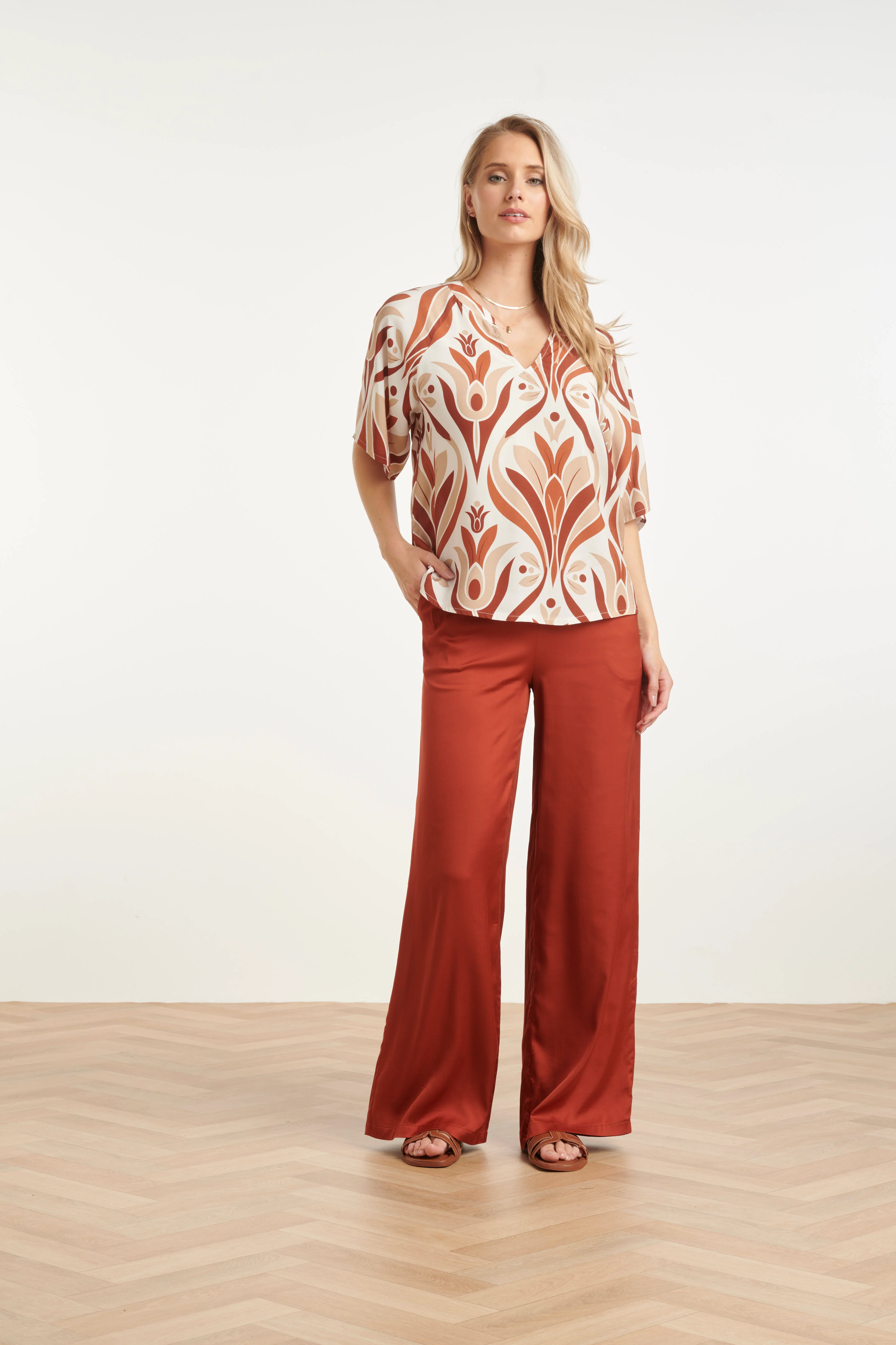 Top Met Wijde Mouwen En Retro Print | Muticolour