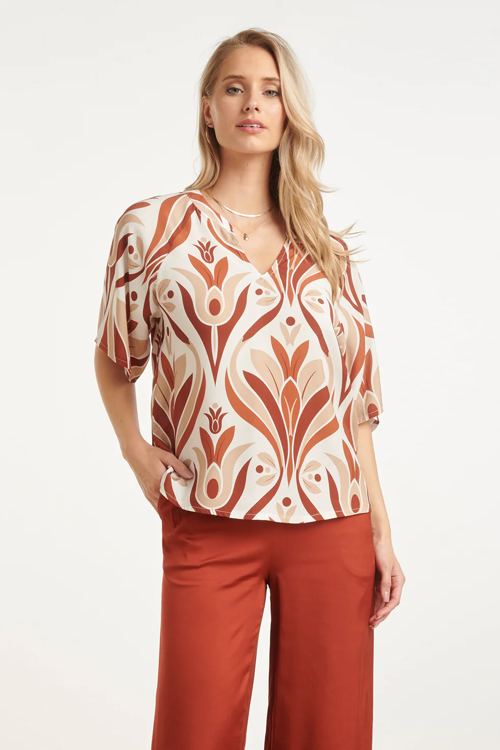 Top Met Wijde Mouwen En Retro Print | Muticolour - Image 2