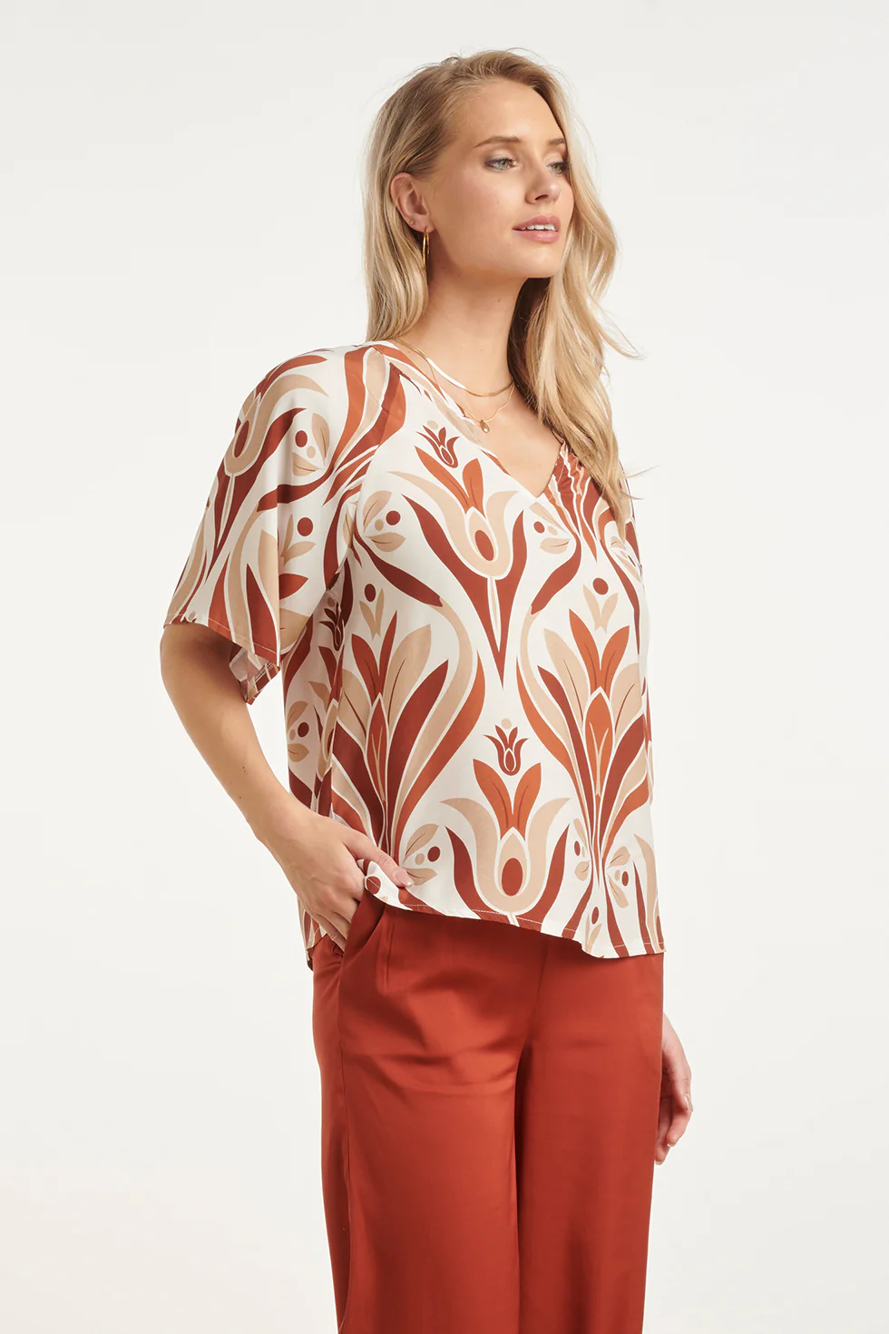 Top Met Wijde Mouwen En Retro Print | Muticolour - Image 8