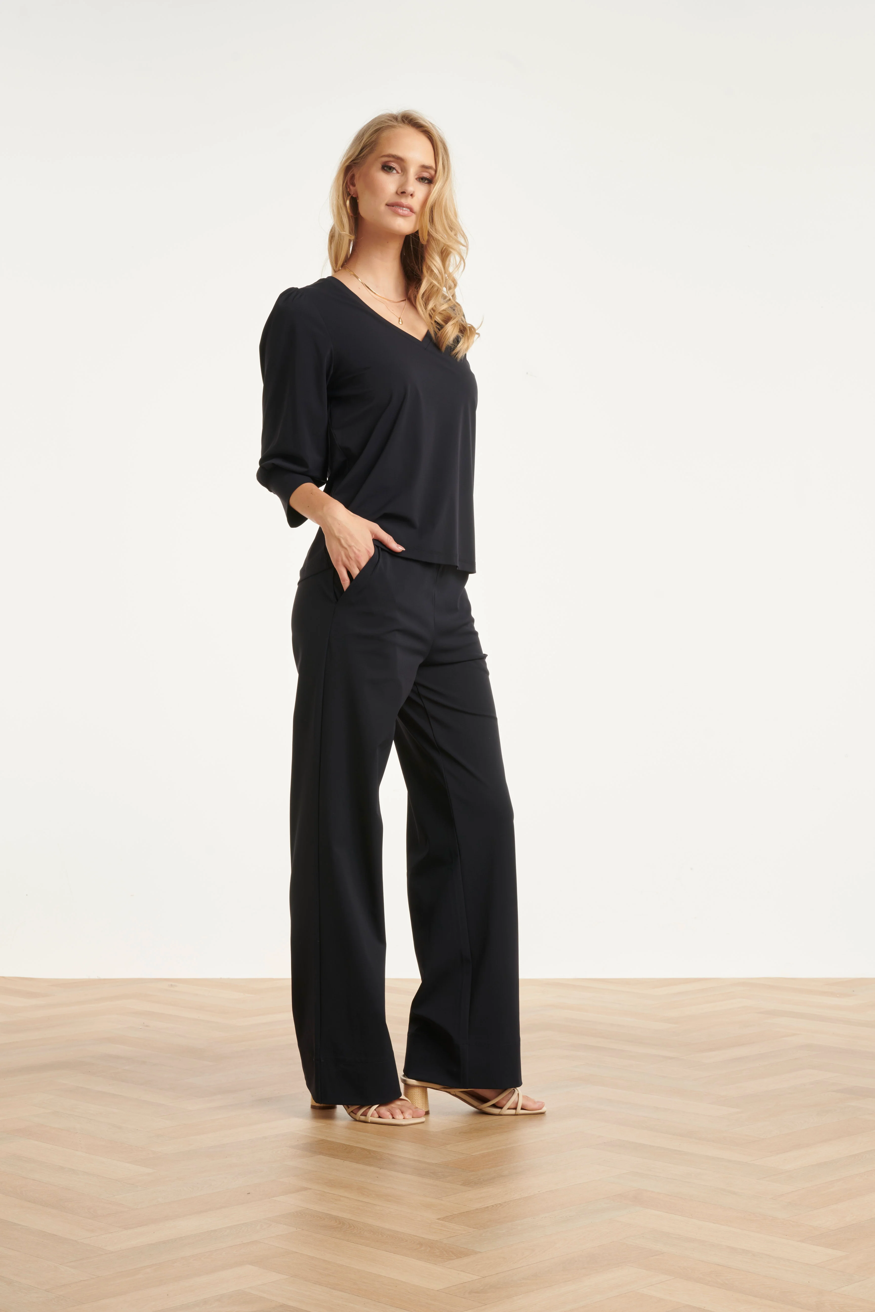 Travel Kwaliteit Flared Broek | Navy - Image 4