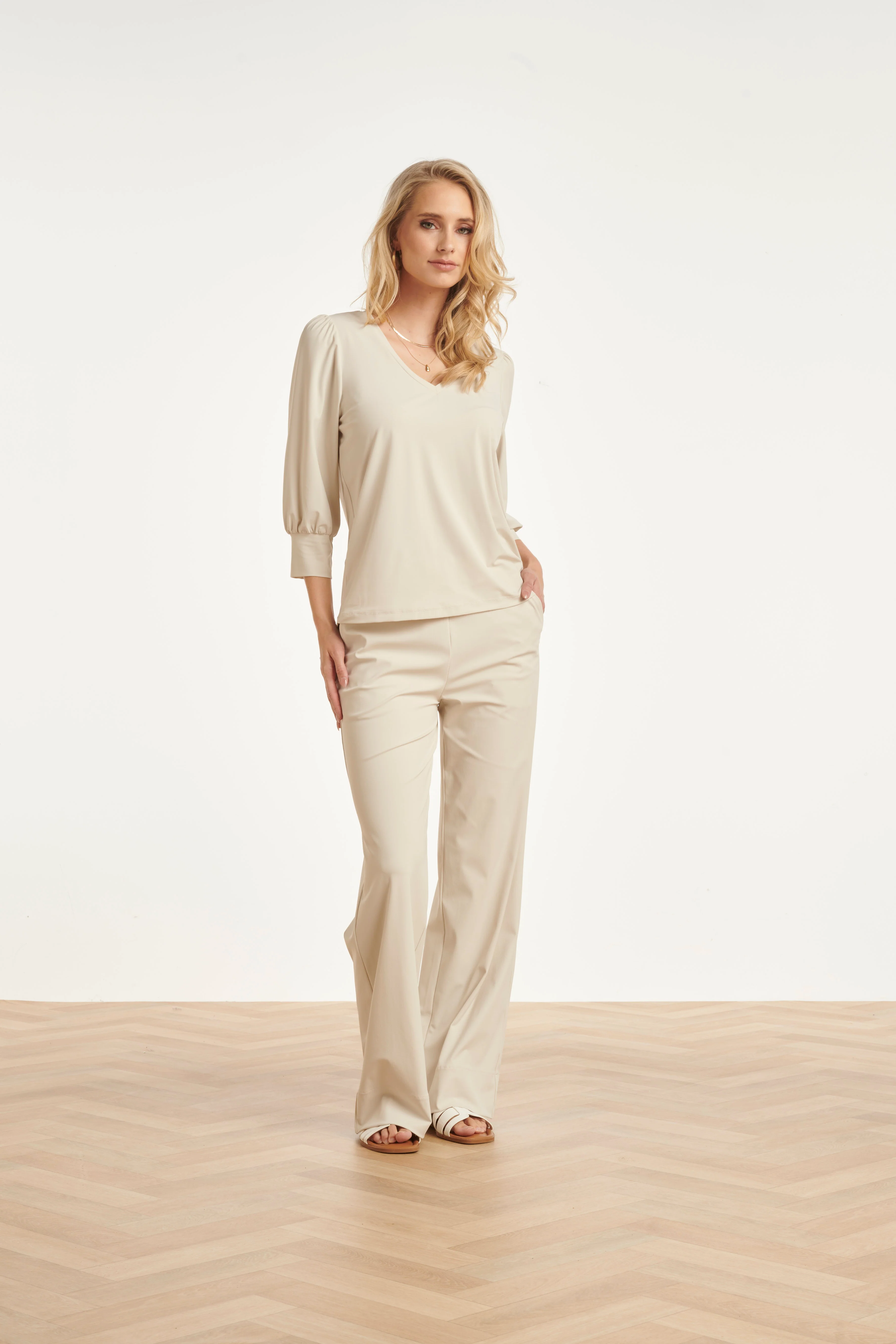 Travel Kwaliteit Flared Broek | Sand - Image 4