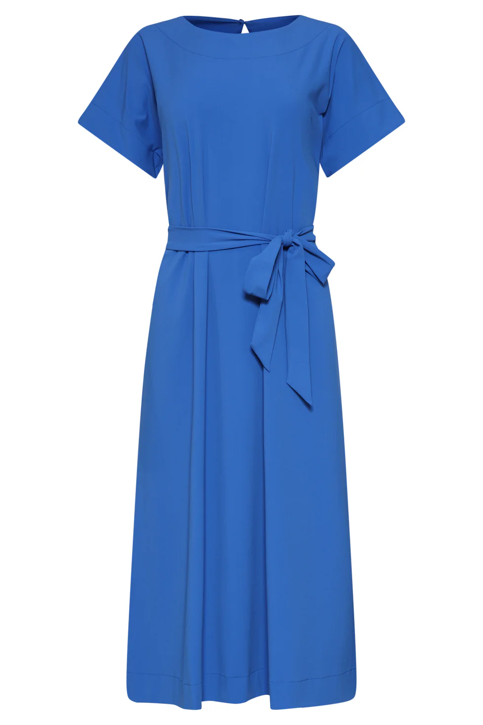 Travel Midi Jurk Met Ceintuur En Korte Mouwen | Cobalt - Image 2