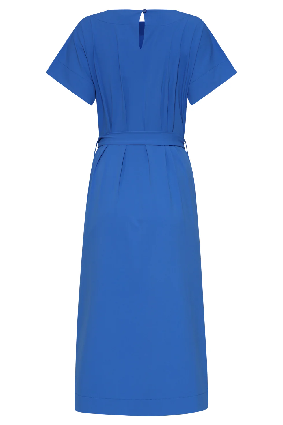 Travel Midi Jurk Met Ceintuur En Korte Mouwen | Cobalt - Image 8