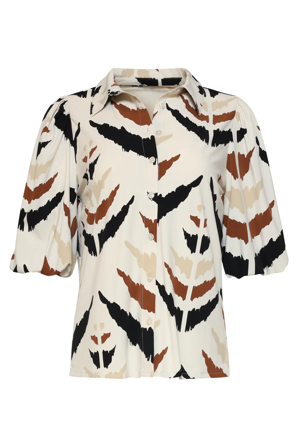 Travelstof Blouse Met Grafische Aztec Print Met Korte Mouw | Sand - Muticolour - Image 2