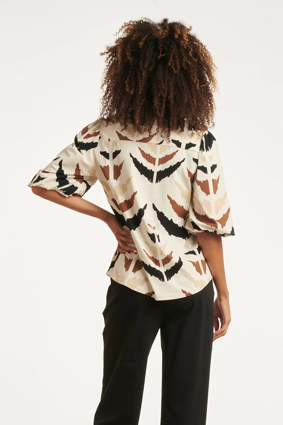 Travelstof Blouse Met Grafische Aztec Print Met Korte Mouw | Sand - Muticolour - Image 6