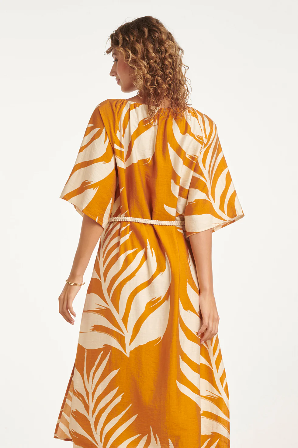 Tuniek Jurk Met Tropische Blad Print In
Oker Geel | Mustard - Off White - Image 6