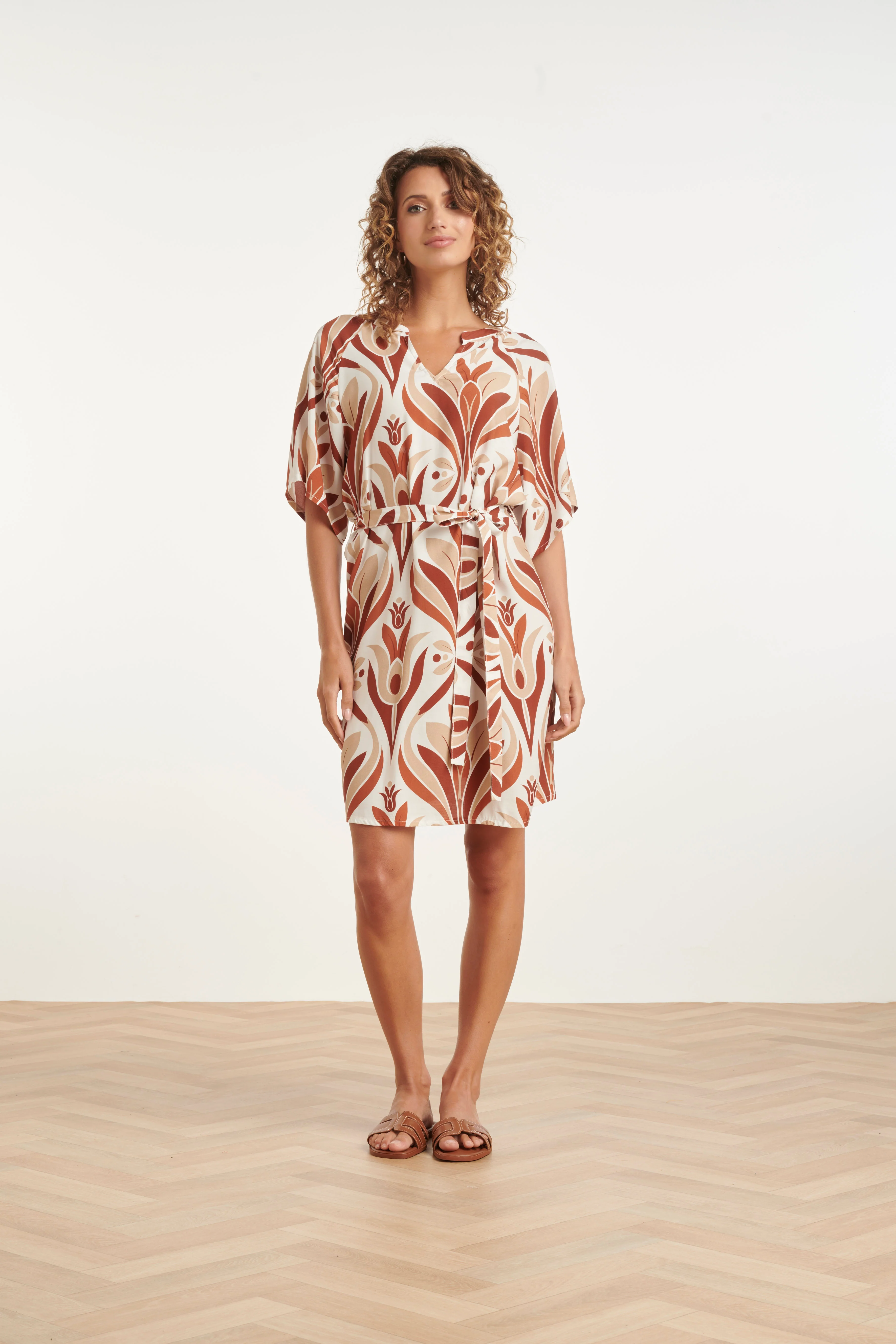 Tuniekjurk Met Flare-Mouwen En Retro Print | Muticolour