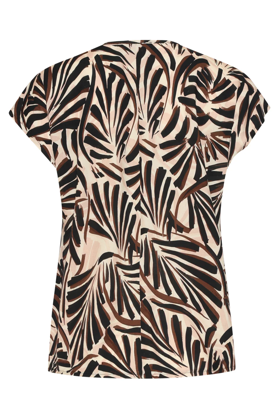 V-Hals Top Met Grafische Palmprint In Bruin En Beige | Off White - Brown - Image 6