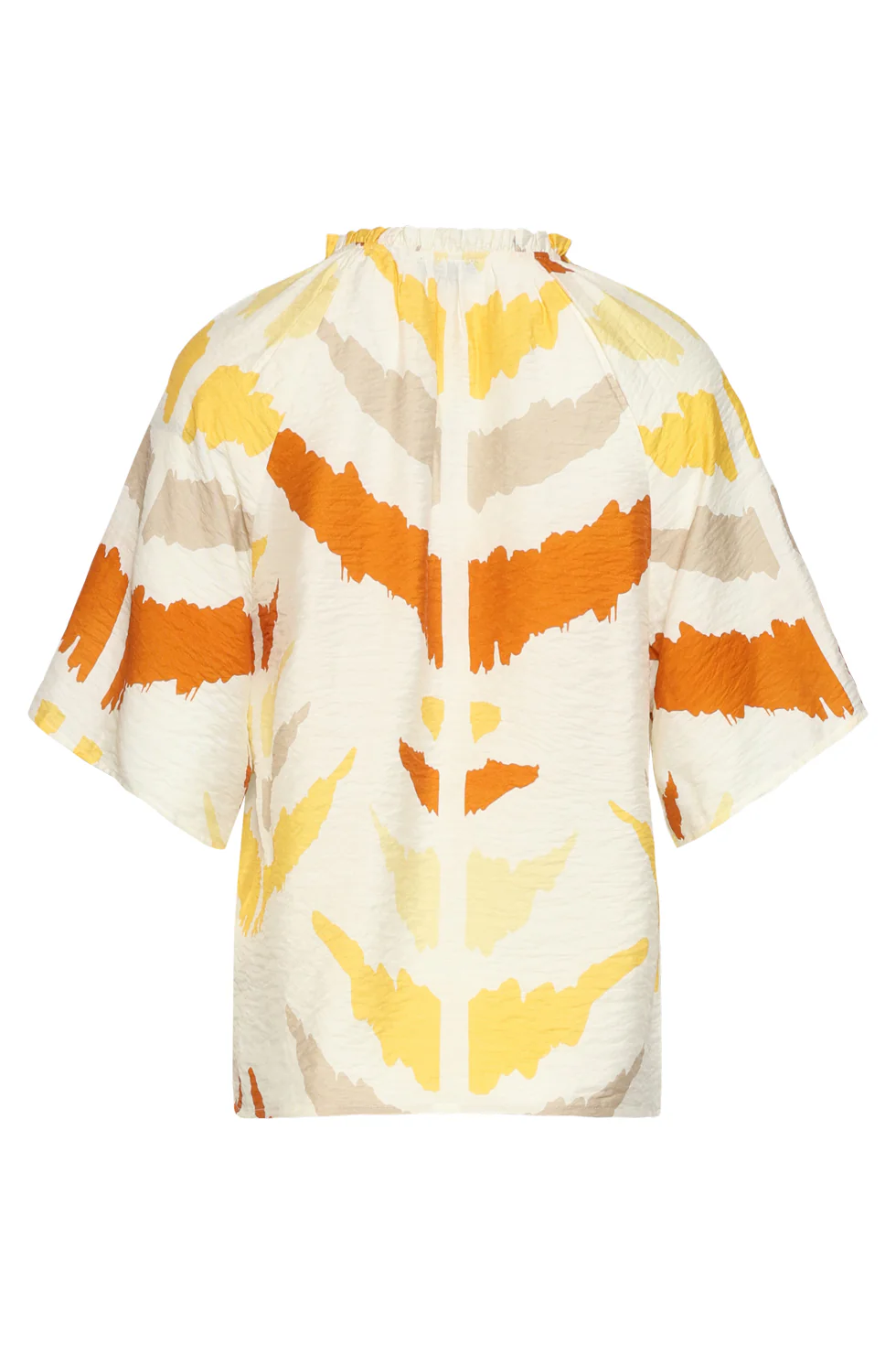 V Hals Top Met Oranje Aztec Print | White - Yellow - Image 7