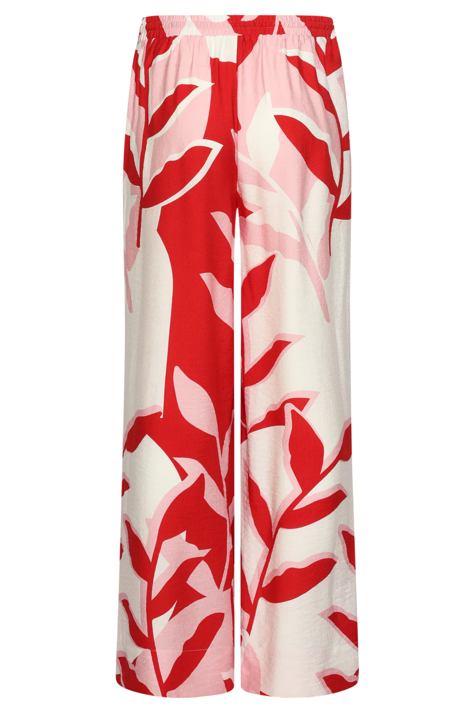 Wide Leg Broek Met Rood En Roze Bladprint | Red - Pink - Image 7