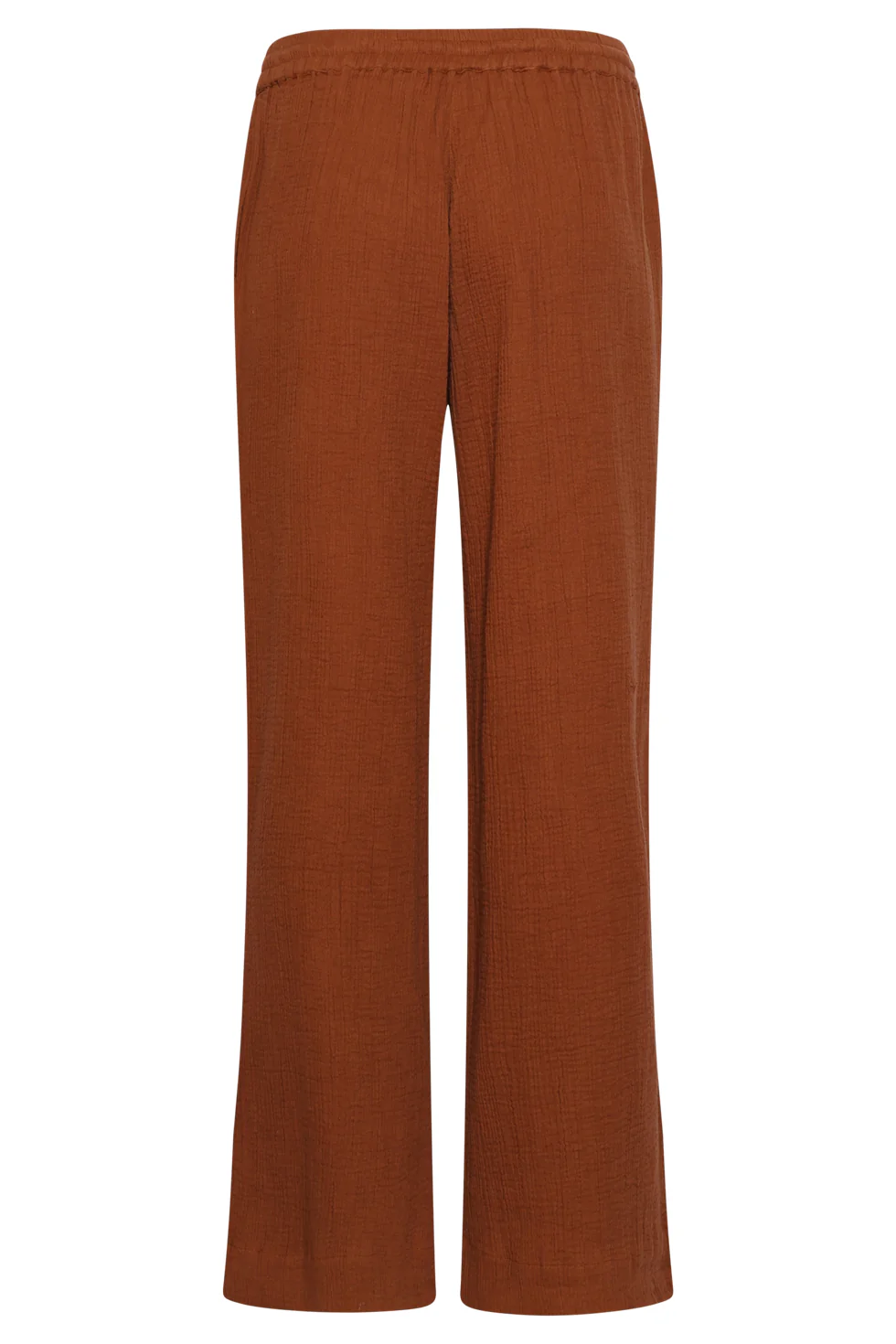 Wide Leg Mousseline Broek Met Strikkoord | Brown - Image 14