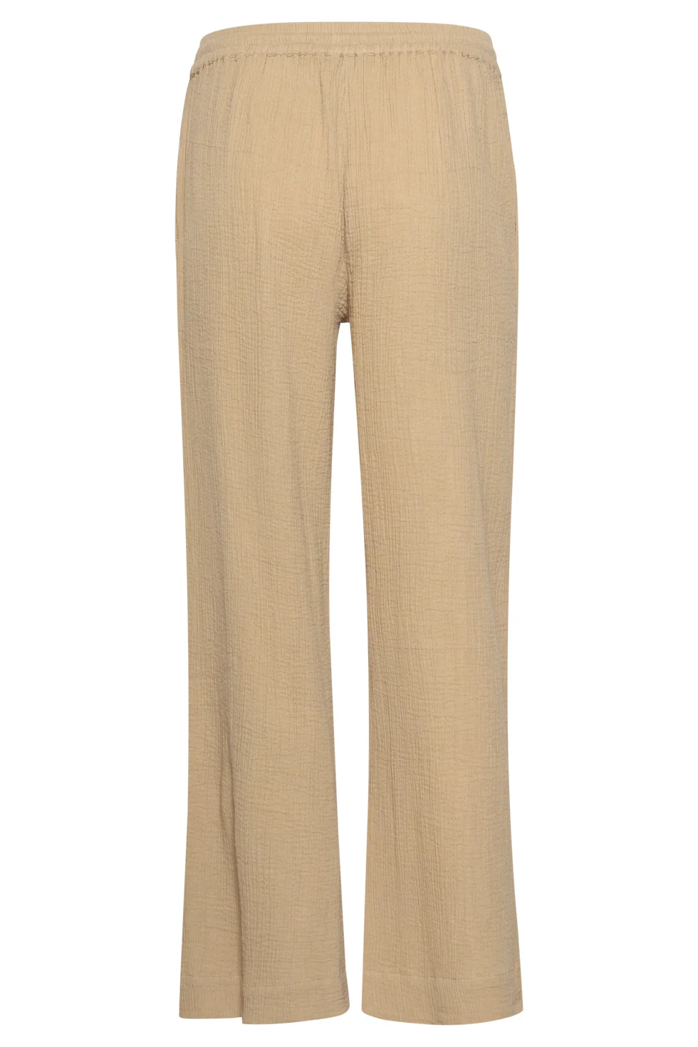 Wide Leg Mousseline Broek Met Strikkoord | Dark Sand - Image 14