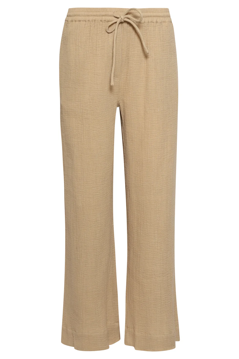 Wide Leg Mousseline Broek Met Strikkoord | Dark Sand - Image 4