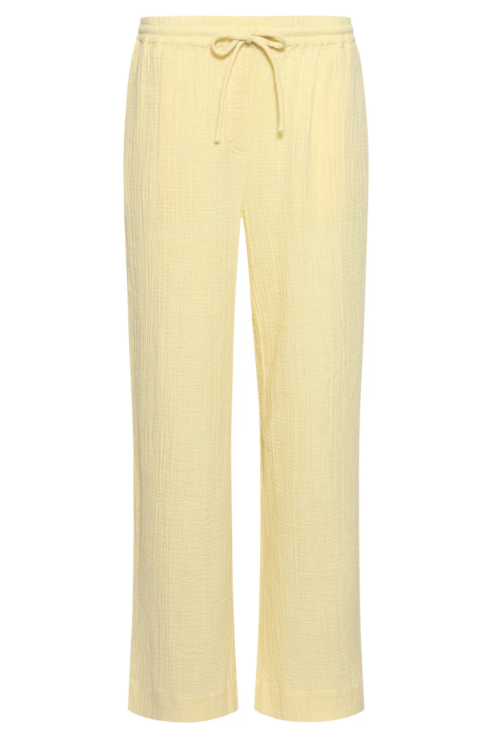 Wide Leg Mousseline Broek Met Strikkoord | Light Yellow - Image 11