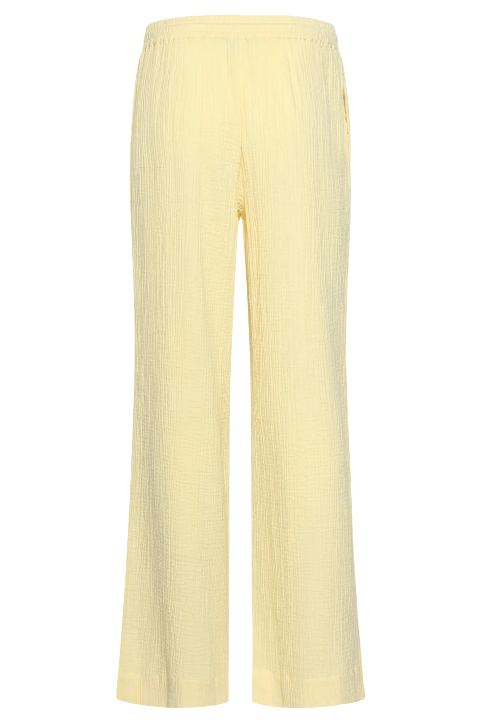 Wide Leg Mousseline Broek Met Strikkoord | Light Yellow - Image 13