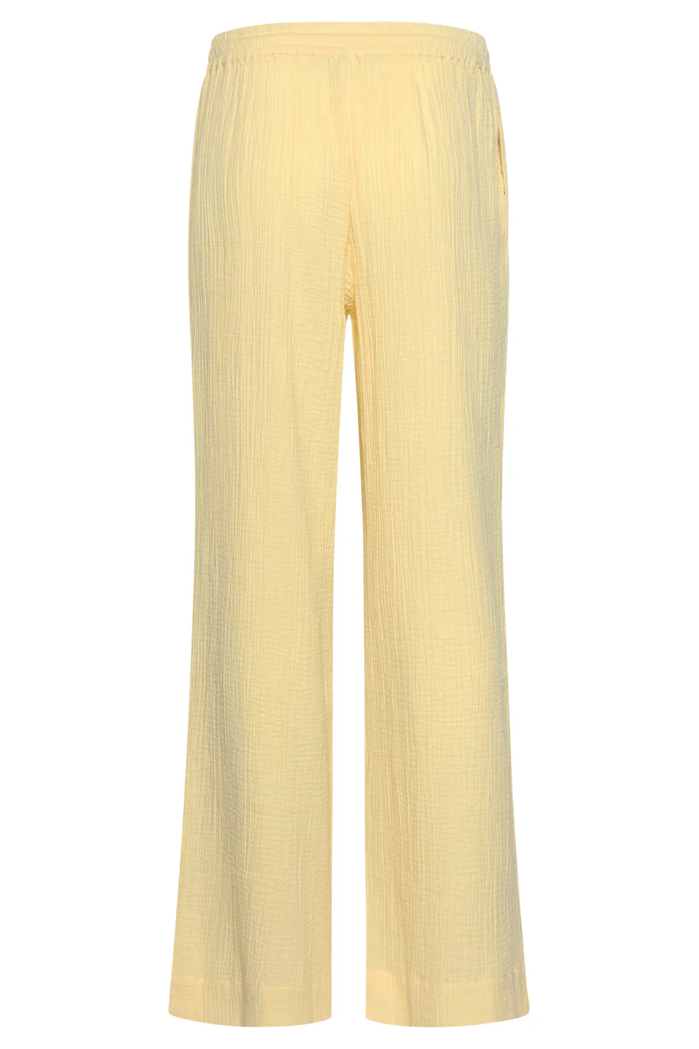 Wide Leg Mousseline Broek Met Strikkoord | Light Yellow - Image 14