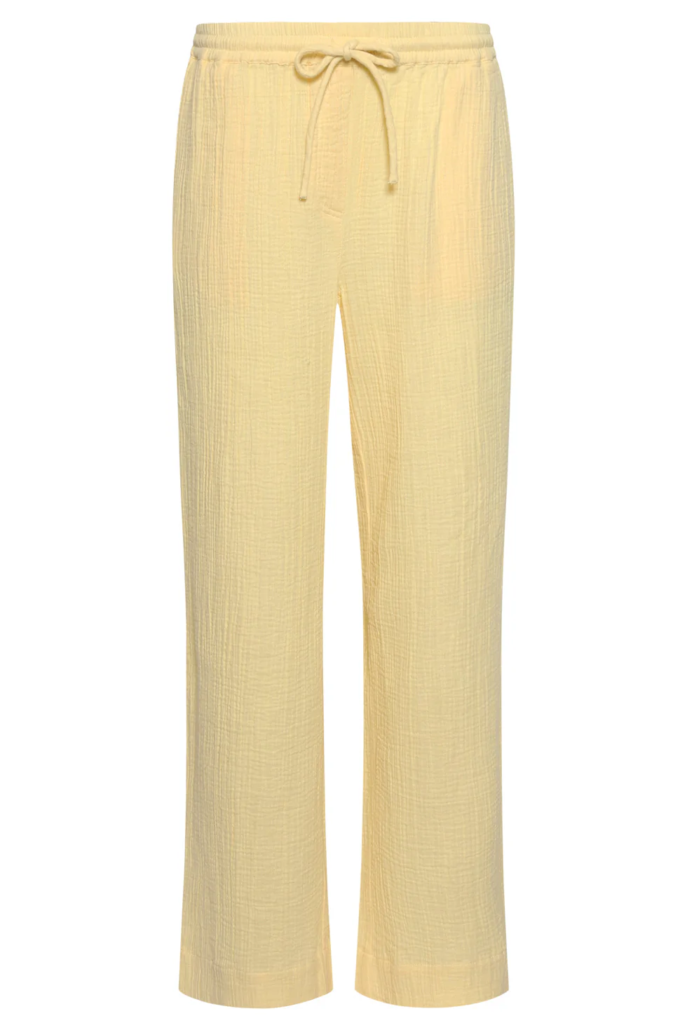 Wide Leg Mousseline Broek Met Strikkoord | Light Yellow - Image 4