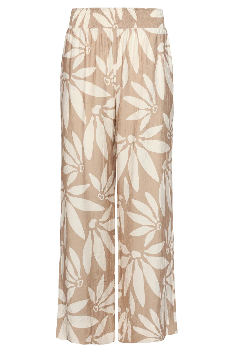 Wide Leg Pantalon Met Bloemprint - Beige/Wit | Dark Sand - Off White - Image 2