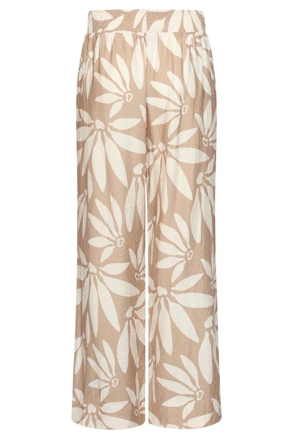 Wide Leg Pantalon Met Bloemprint - Beige/Wit | Dark Sand - Off White - Image 7