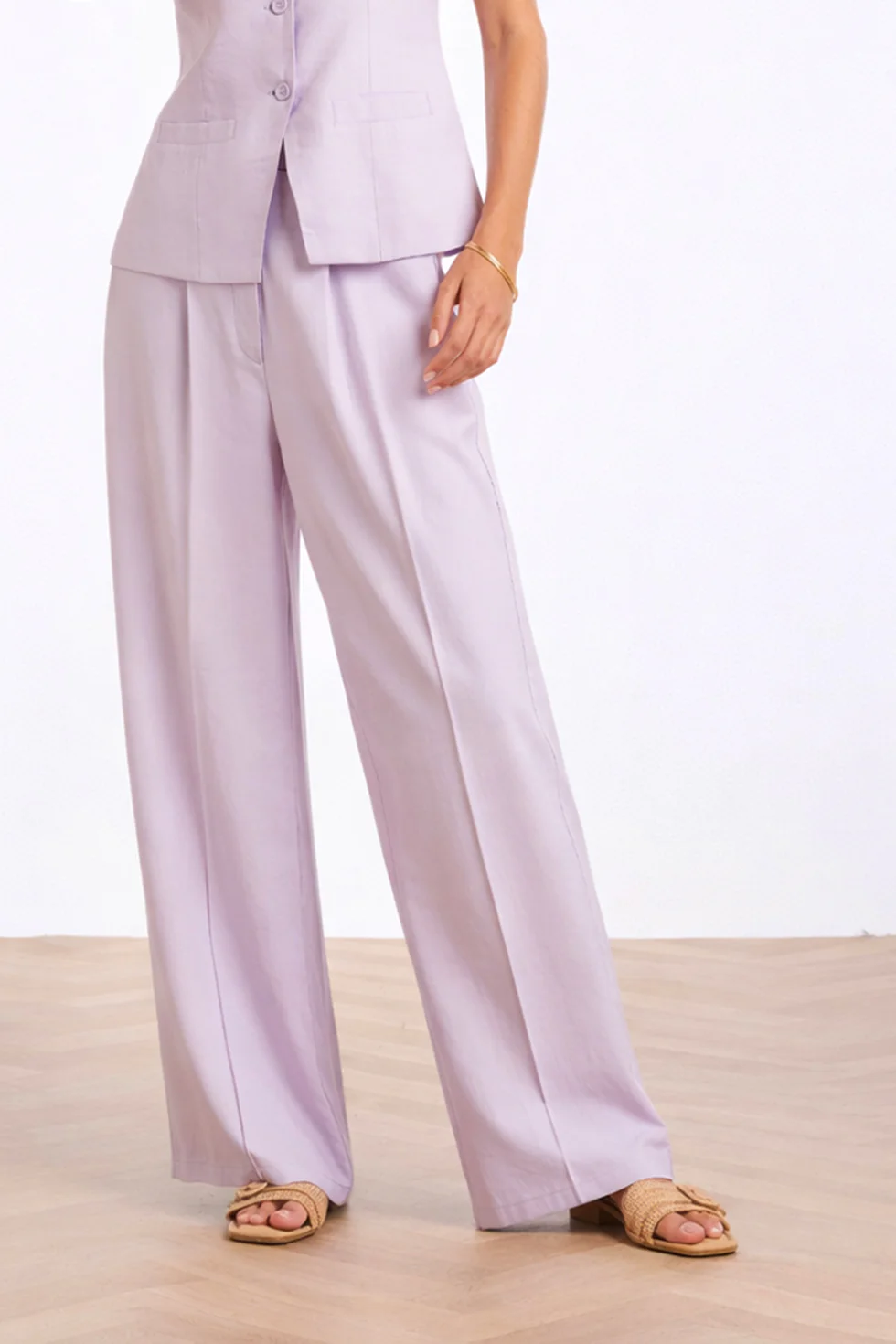 Wide Leg Pantalon Met Naaddetail | Lilac - Image 3