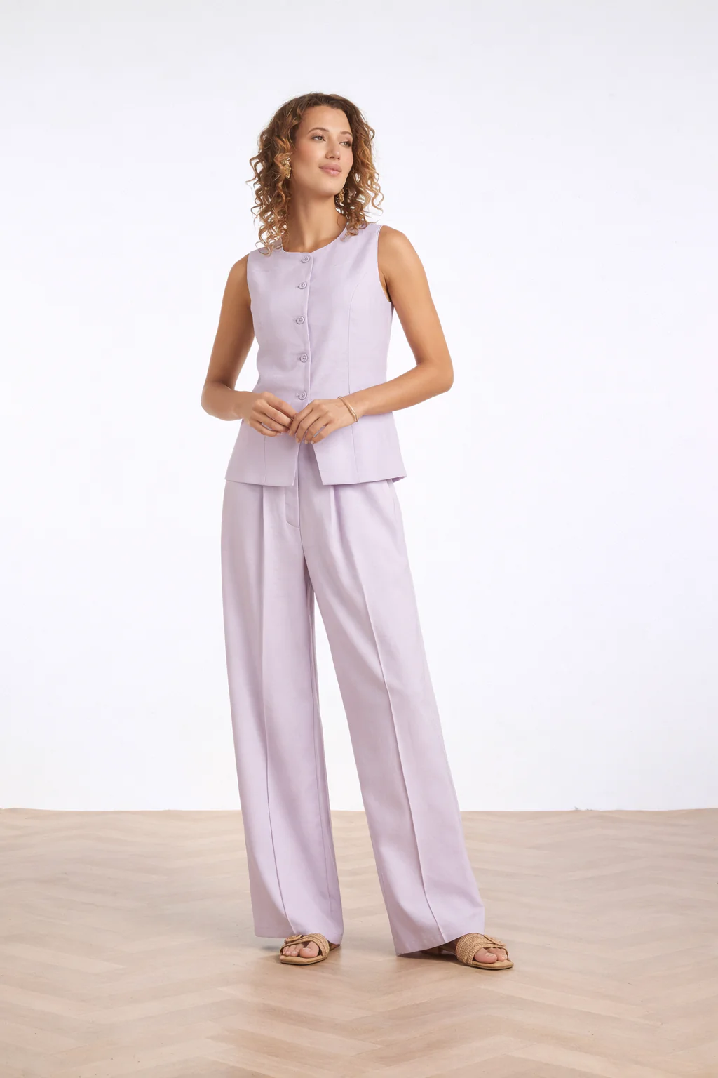 Wide Leg Pantalon Met Naaddetail | Lilac - Image 4