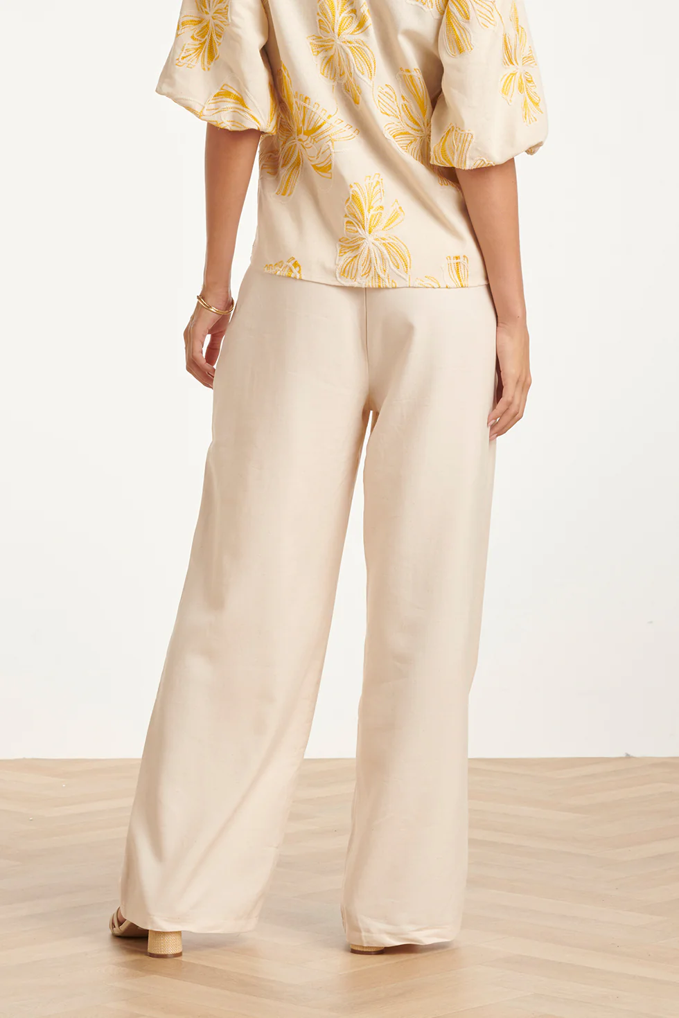 Wide Leg Pantalon Met Naaddetail | Sand - Image 6