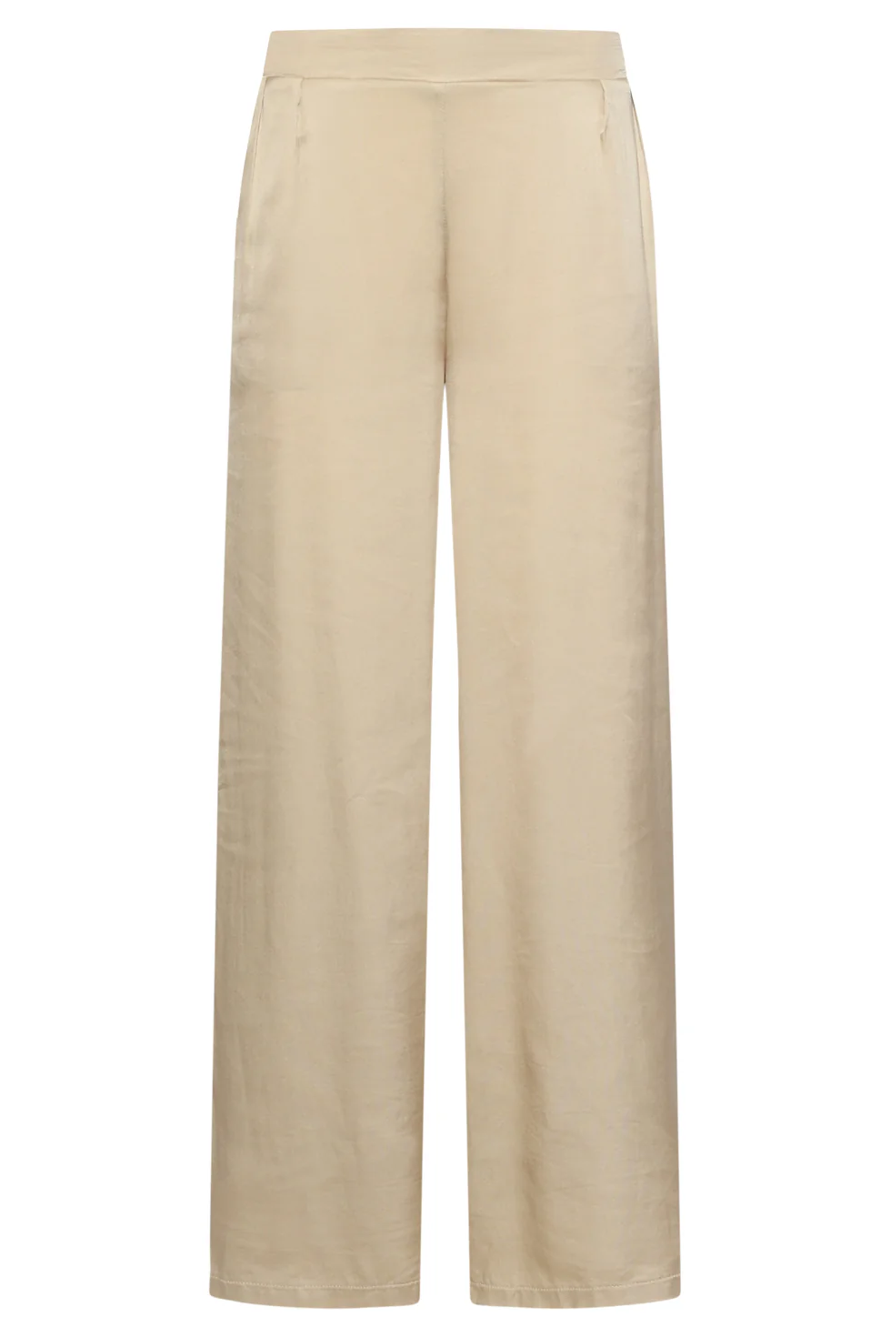 Wide Leg Pantalon Met Satijn-Glans | Dark Sand - Image 2