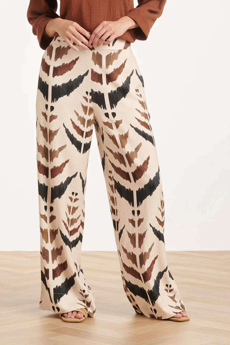 Wijde Broek Met Grafische Aztec Print | Sand - Muticolour - Image 3