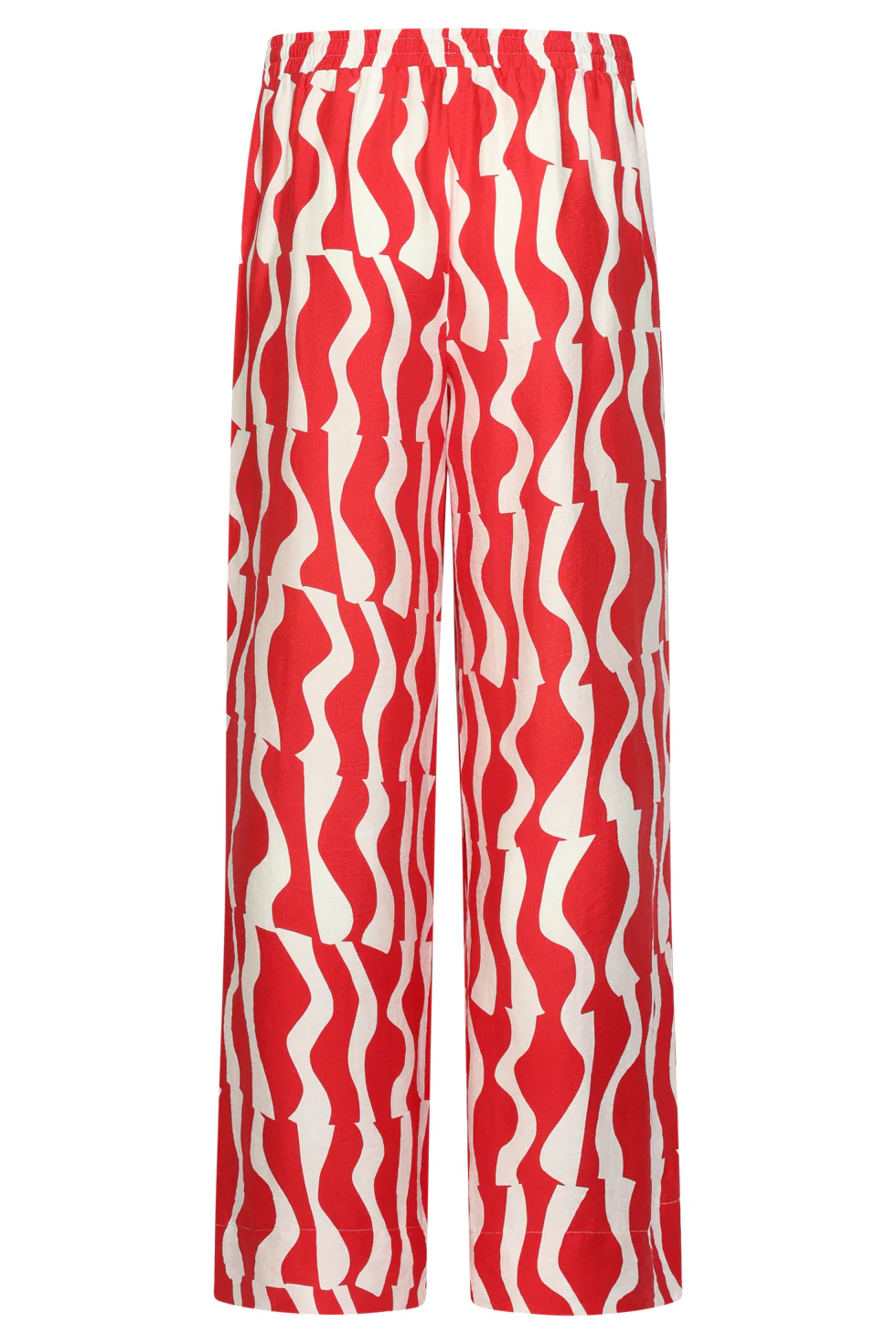 Wijde Broek Met Rood-Witte Golvende Print | Red - White - Image 7