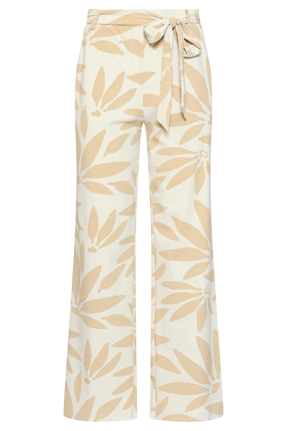Wijde Dames Broek Met Beige Print In Travel Kwaliteit | Off White - Dark Sand - Image 2