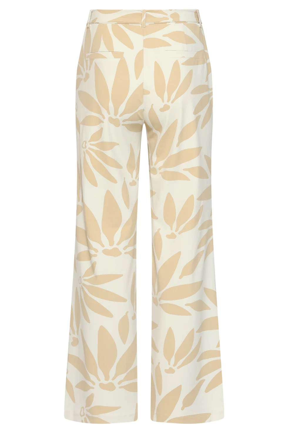 Wijde Dames Broek Met Beige Print In Travel Kwaliteit | Off White - Dark Sand - Image 7