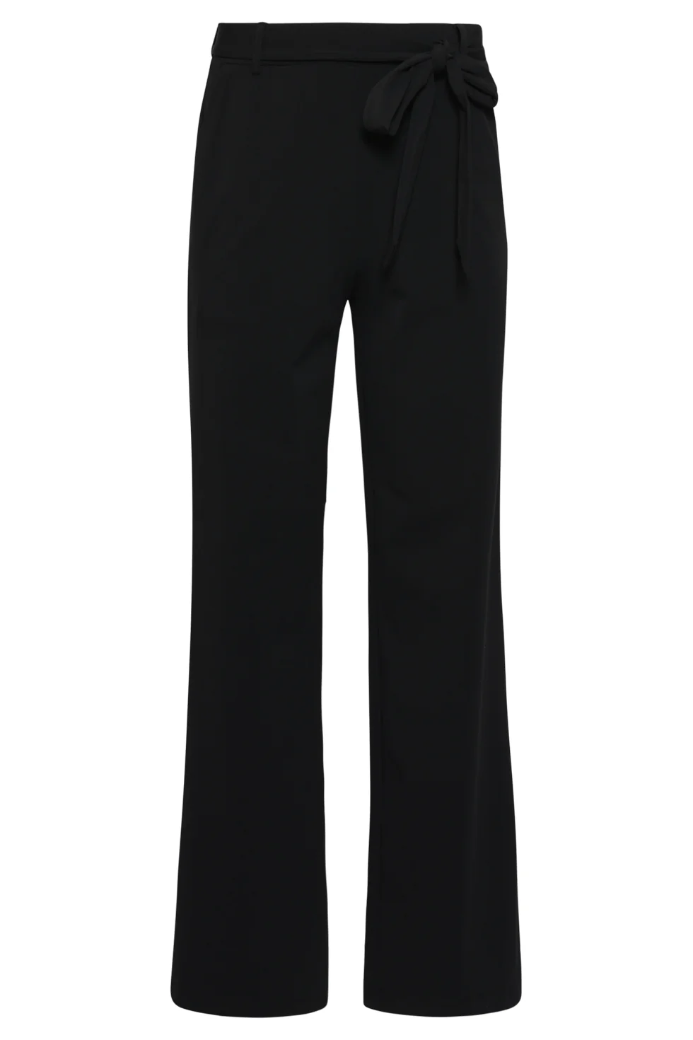 Wijde Pantalon In Comfortabele Travelstof Met Strikceintuur | Black - Image 2