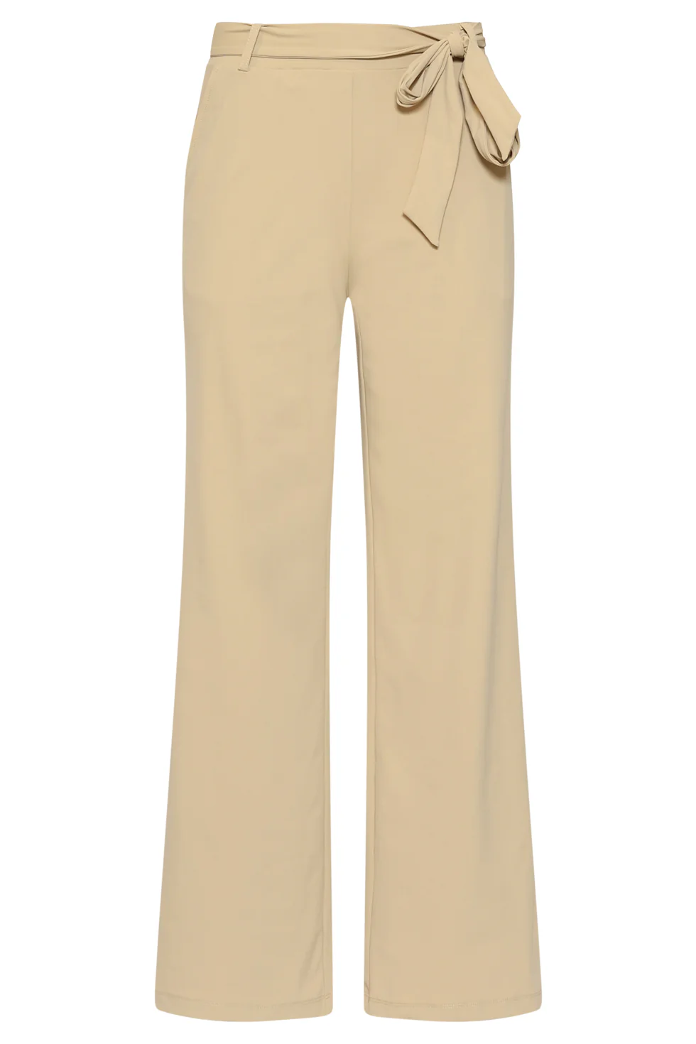 Wijde Pantalon In Comfortabele Travelstof Met Strikceintuur | Dark Sand - Image 2